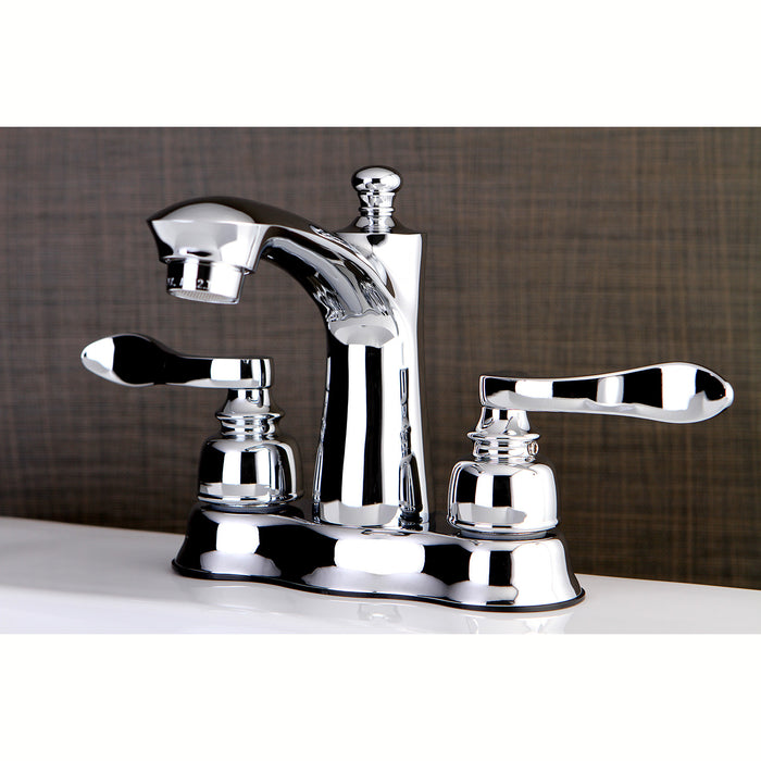 NuWave French FB7611NFL Double-Handle 3-Hole Deck Mount 4-Inch Centerset Bathroom Faucet with Pop-Up Drain, Polished Chrome