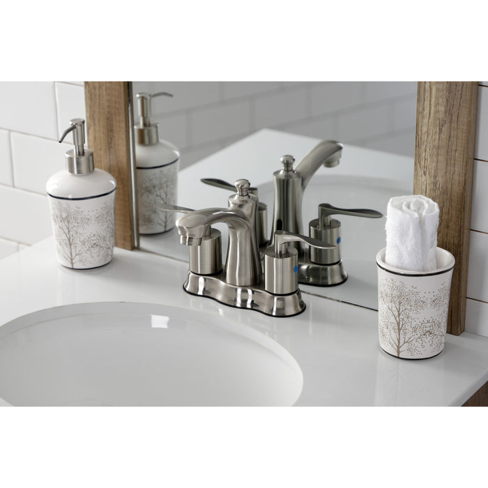 Serena FB7618SVL Double-Handle 3-Hole Deck Mount 4-Inch Centerset Bathroom Faucet with Pop-Up Drain, Brushed Nickel