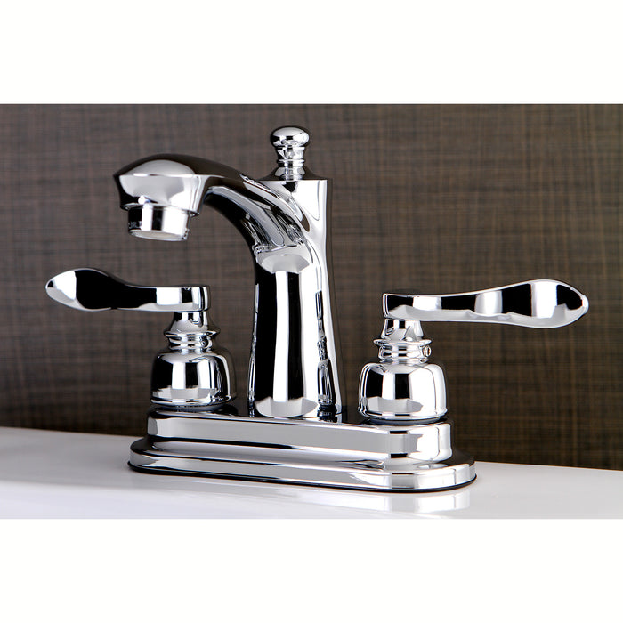 NuWave French FB7621NFL Double-Handle 3-Hole Deck Mount 4-Inch Centerset Bathroom Faucet with Pop-Up Drain, Polished Chrome