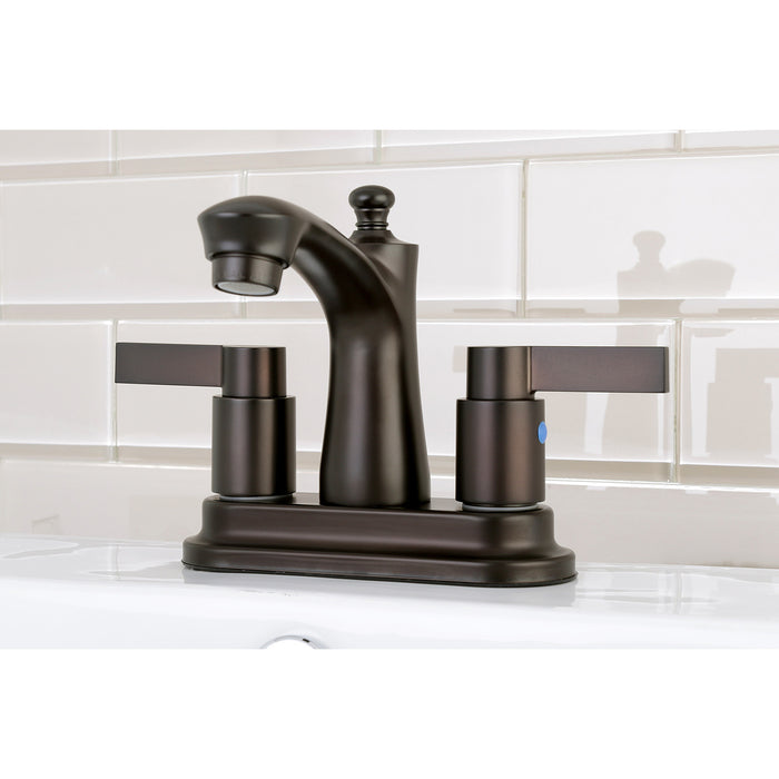 NuvoFusion FB7625NDL Double-Handle 3-Hole Deck Mount 4-Inch Centerset Bathroom Faucet with Pop-Up Drain, Oil Rubbed Bronze