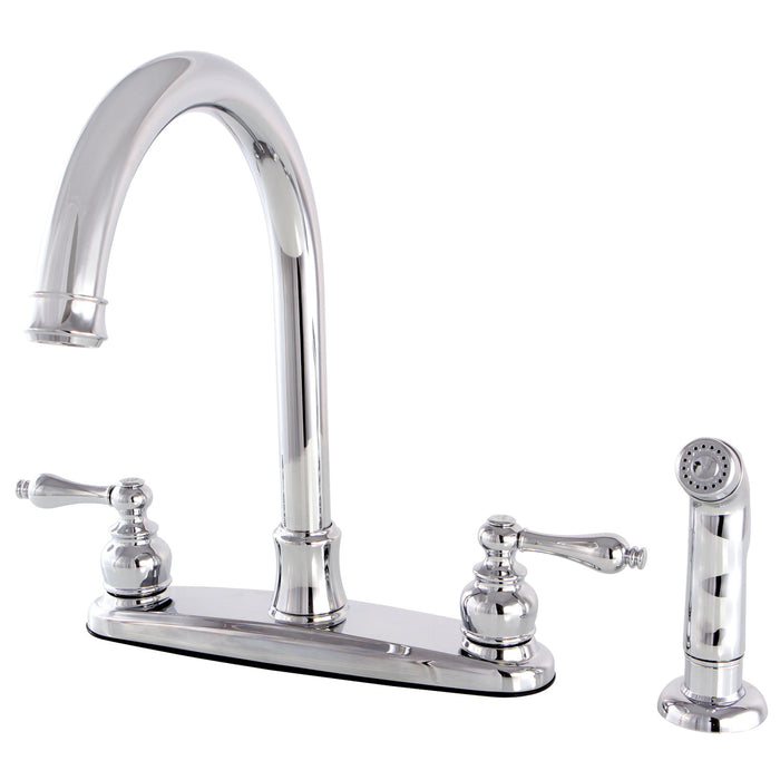 Victorian FB7791ALSP Two-Handle 4-Hole 8" Centerset Kitchen Faucet with Side Sprayer, Polished Chrome