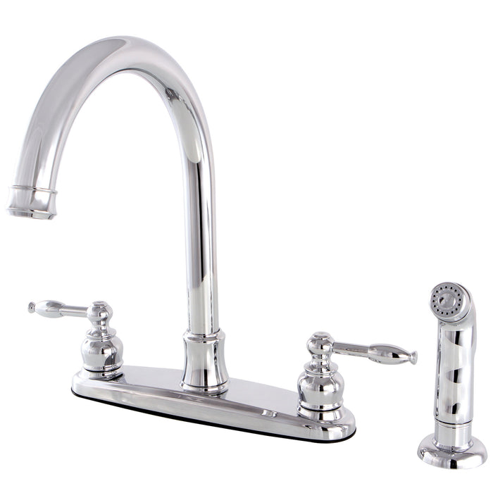 Knight FB7791KLSP Two-Handle 4-Hole 8" Centerset Kitchen Faucet with Side Sprayer, Polished Chrome