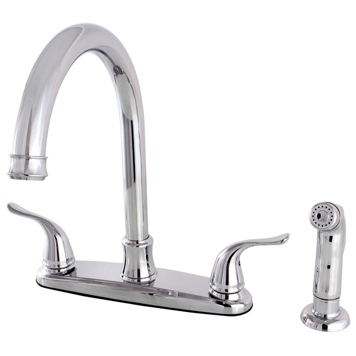 Yosemite FB7791YLSP Two-Handle 4-Hole 8" Centerset Kitchen Faucet with Side Sprayer, Polished Chrome