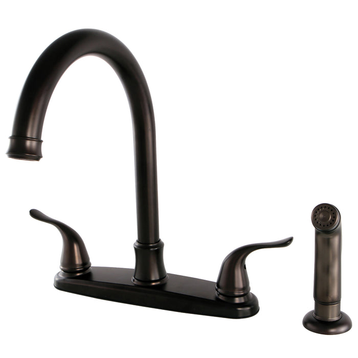 Yosemite FB7795YLSP Two-Handle 4-Hole 8" Centerset Kitchen Faucet with Side Sprayer, Oil Rubbed Bronze