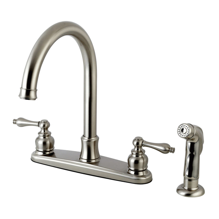 Victorian FB7798ALSP Two-Handle 4-Hole 8" Centerset Kitchen Faucet with Side Sprayer, Brushed Nickel