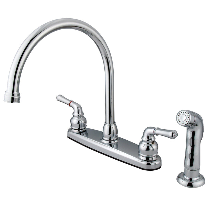 Magellan FB791SP Two-Handle 4-Hole 8" Centerset Kitchen Faucet with Side Sprayer, Polished Chrome