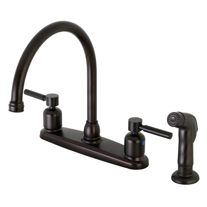 Concord FB795DLSP Two-Handle 4-Hole 8" Centerset Kitchen Faucet with Side Sprayer, Oil Rubbed Bronze