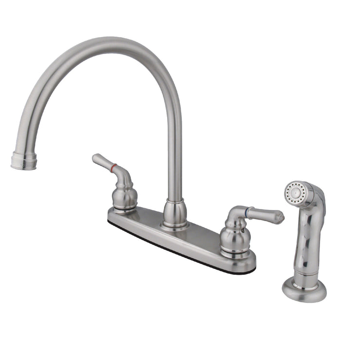 Magellan FB798SP Two-Handle 4-Hole 8" Centerset Kitchen Faucet with Side Sprayer, Brushed Nickel