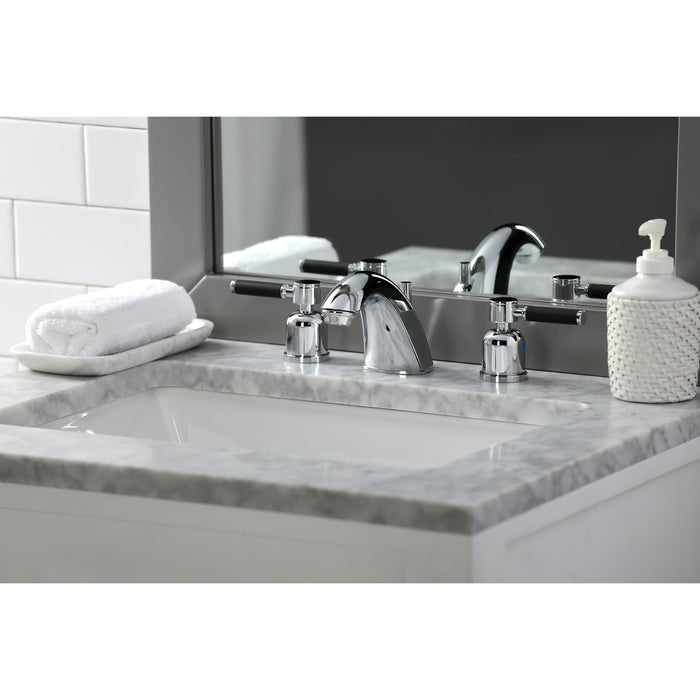 Kaiser FB8951DKL Two-Handle 3-Hole Deck Mount Widespread Bathroom Faucet with Retail Pop-Up Drain, Polished Chrome