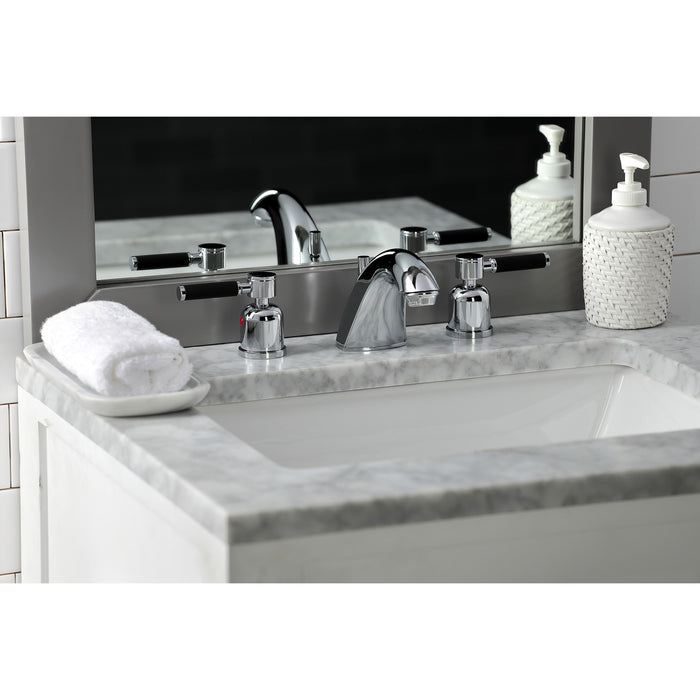 Kaiser FB8951DKL Two-Handle 3-Hole Deck Mount Widespread Bathroom Faucet with Retail Pop-Up Drain, Polished Chrome