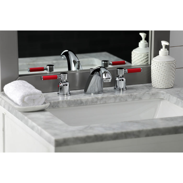 Kaiser FB8951DKL Two-Handle 3-Hole Deck Mount Widespread Bathroom Faucet with Retail Pop-Up Drain, Polished Chrome