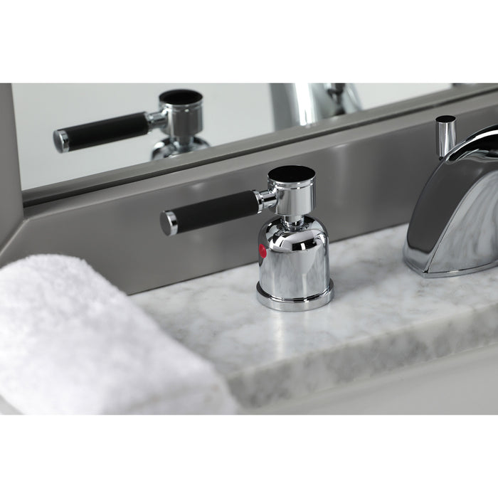 Kaiser FB8951DKL Two-Handle 3-Hole Deck Mount Widespread Bathroom Faucet with Retail Pop-Up Drain, Polished Chrome