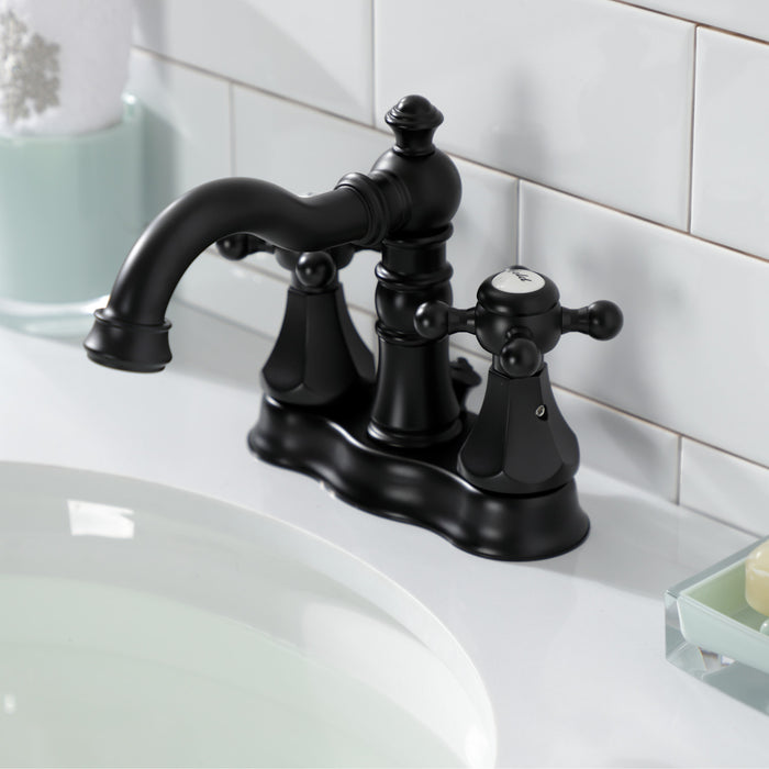 Metropolitan FSC1600BX Double-Handle 3-Hole Deck Mount 4-Inch Centerset Bathroom Faucet with Brass Pop-Up, Matte Black