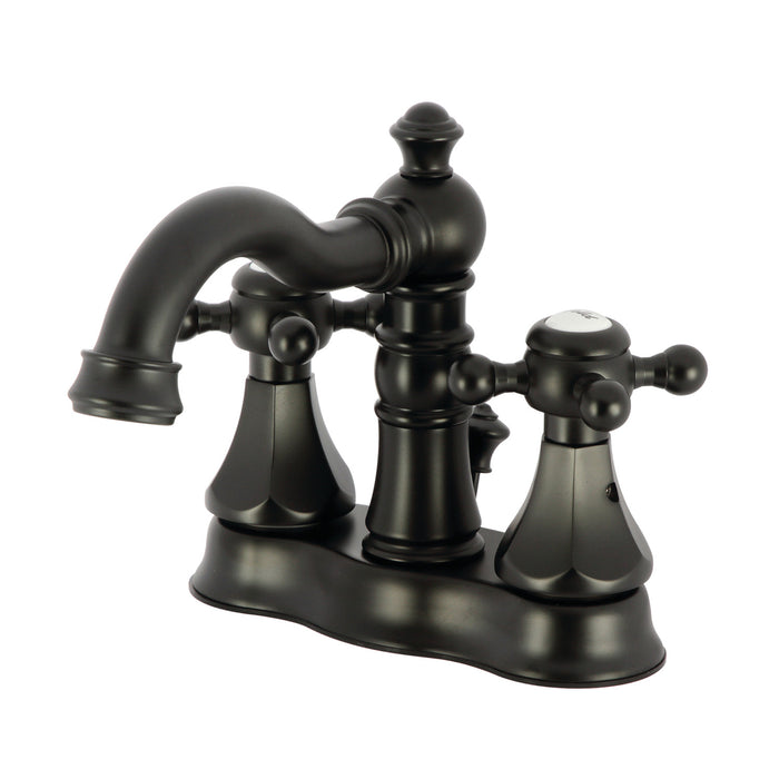 Metropolitan FSC1600BX Double-Handle 3-Hole Deck Mount 4-Inch Centerset Bathroom Faucet with Brass Pop-Up, Matte Black