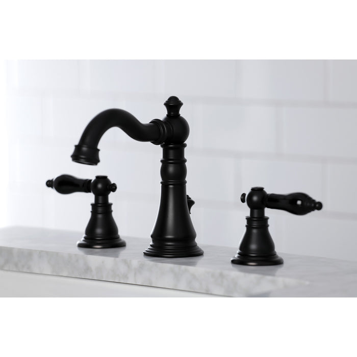 Duchess FSC1970AKL Two-Handle 3-Hole Deck Mount Widespread Bathroom Faucet with Brass Pop-Up Drain, Matte Black