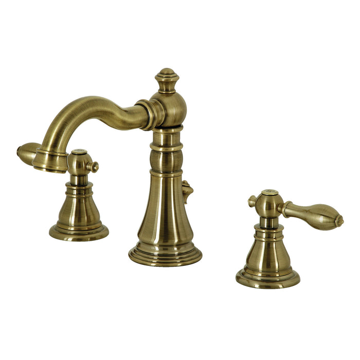 American Classic FSC19733ACL Two-Handle 3-Hole Deck Mount Widespread Bathroom Faucet with Brass Pop-Up Drain, Antique Brass