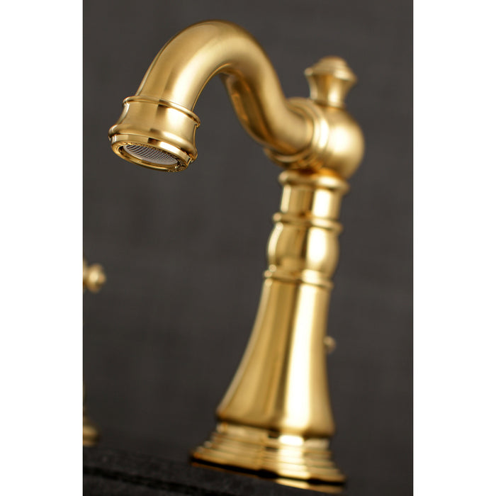 English Classic FSC1973AL Two-Handle 3-Hole Deck Mount Widespread Bathroom Faucet with Brass Pop-Up Drain, Brushed Brass