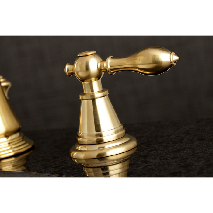 English Classic FSC1973AL Two-Handle 3-Hole Deck Mount Widespread Bathroom Faucet with Brass Pop-Up Drain, Brushed Brass