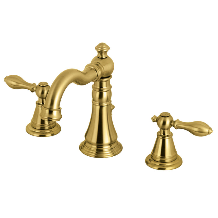 English Classic FSC1973AL Two-Handle 3-Hole Deck Mount Widespread Bathroom Faucet with Brass Pop-Up Drain, Brushed Brass