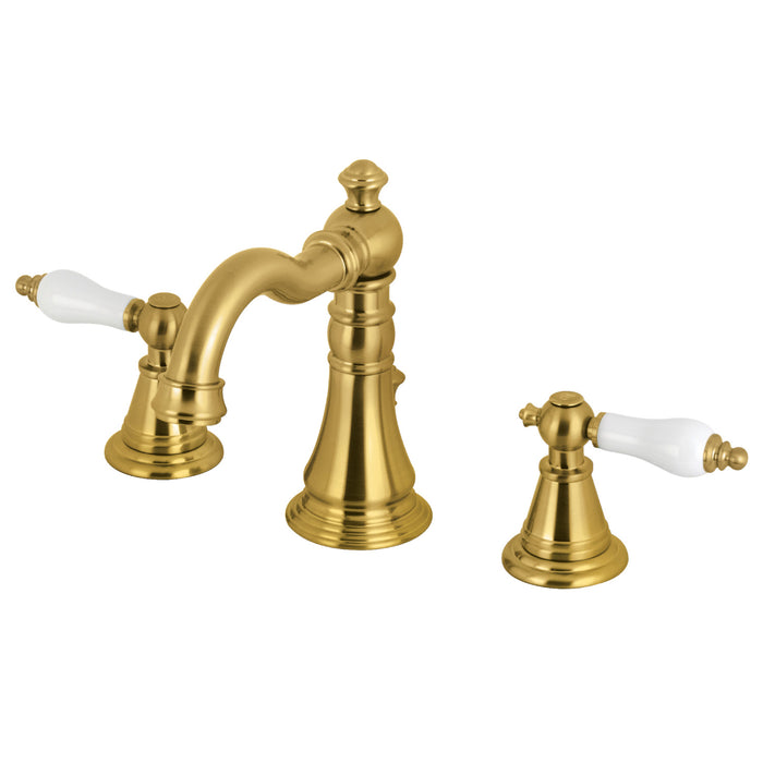 English Classic FSC1973PL Two-Handle 3-Hole Deck Mount Widespread Bathroom Faucet with Brass Pop-Up Drain, Brushed Brass