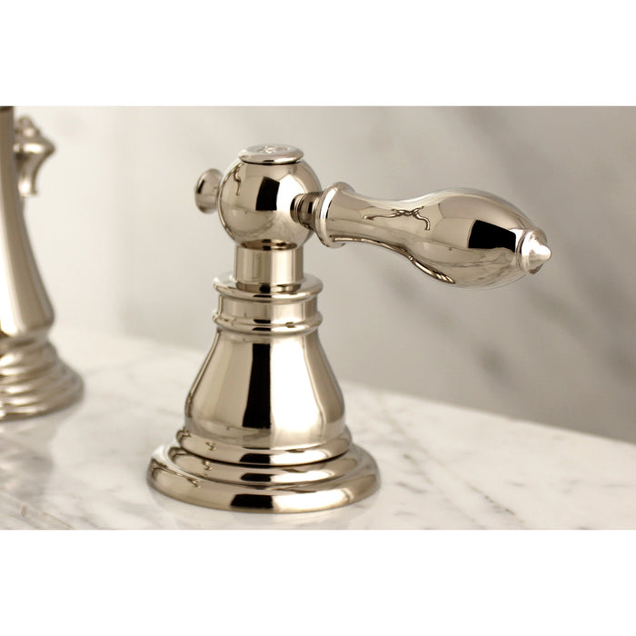 American Classic FSC1979ACL Two-Handle 3-Hole Deck Mount Widespread Bathroom Faucet with Brass Pop-Up Drain, Polished Nickel