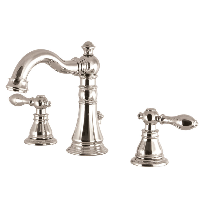 American Classic FSC1979ACL Two-Handle 3-Hole Deck Mount Widespread Bathroom Faucet with Brass Pop-Up Drain, Polished Nickel