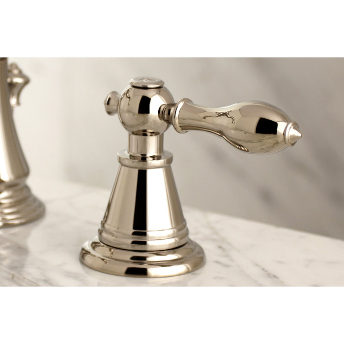 English Classic FSC1979AL Two-Handle 3-Hole Deck Mount Widespread Bathroom Faucet with Brass Pop-Up Drain, Polished Nickel