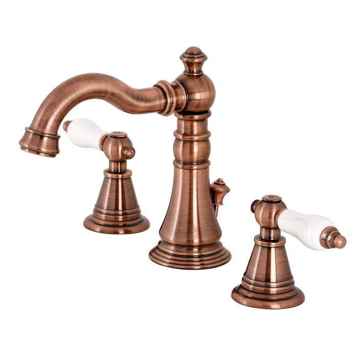 English Classic FSC197PLAC Two-Handle 3-Hole Deck Mount Widespread Bathroom Faucet with Brass Pop-Up Drain, Antique Copper