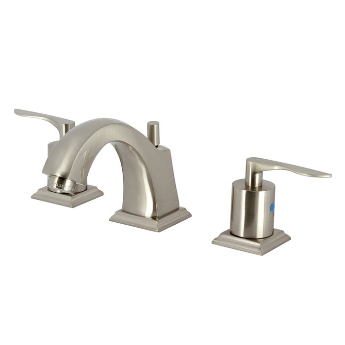 Serena FSC4688SVL Two-Handle 3-Hole Deck Mount Widespread Bathroom Faucet with Brass Pop-Up Drain, Brushed Nickel