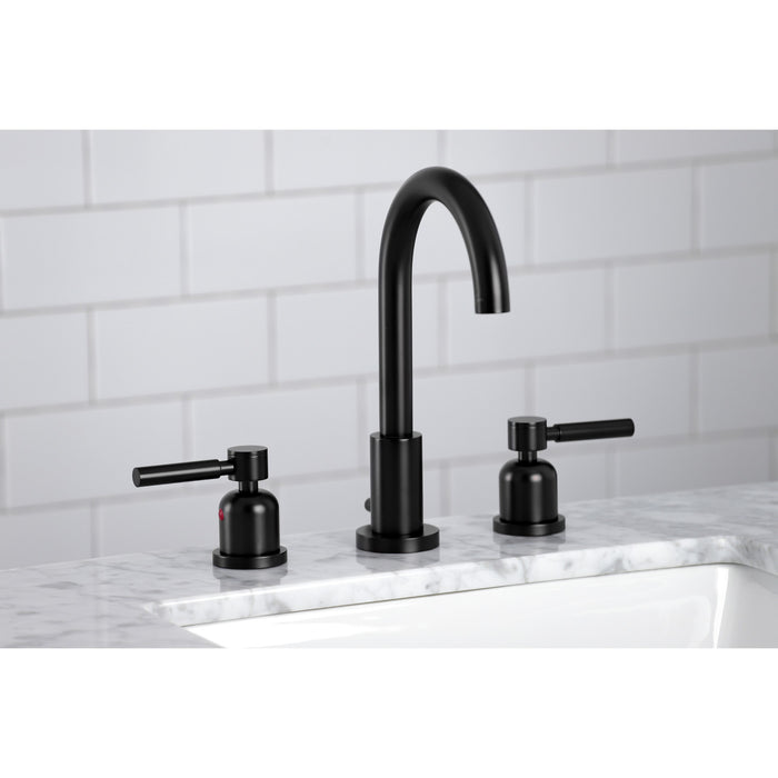 Concord FSC8920DL Two-Handle 3-Hole Deck Mount Widespread Bathroom Faucet with Brass Pop-Up Drain, Matte Black