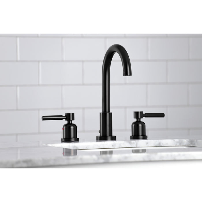 Concord FSC8920DL Two-Handle 3-Hole Deck Mount Widespread Bathroom Faucet with Brass Pop-Up Drain, Matte Black