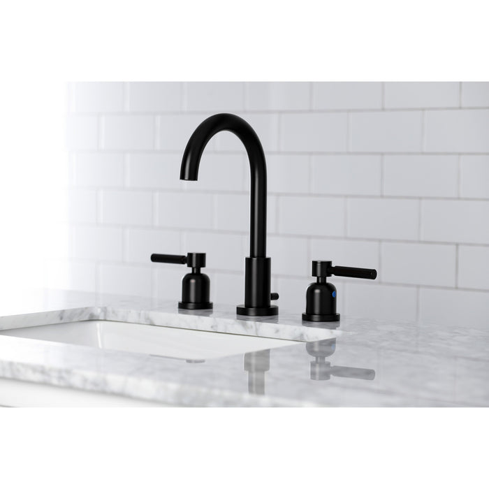 Concord FSC8920DL Two-Handle 3-Hole Deck Mount Widespread Bathroom Faucet with Brass Pop-Up Drain, Matte Black