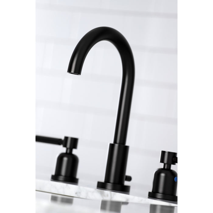 Concord FSC8920DL Two-Handle 3-Hole Deck Mount Widespread Bathroom Faucet with Brass Pop-Up Drain, Matte Black