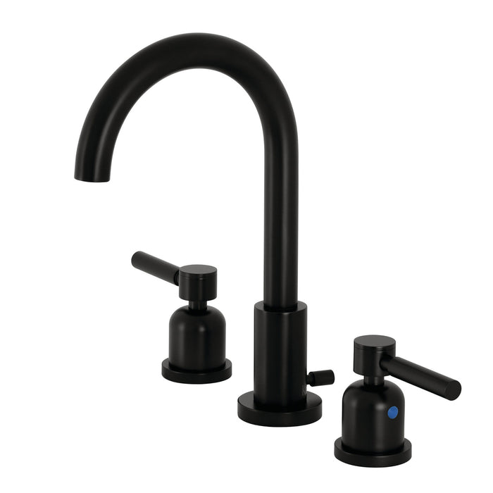 Concord FSC8920DL Two-Handle 3-Hole Deck Mount Widespread Bathroom Faucet with Brass Pop-Up Drain, Matte Black