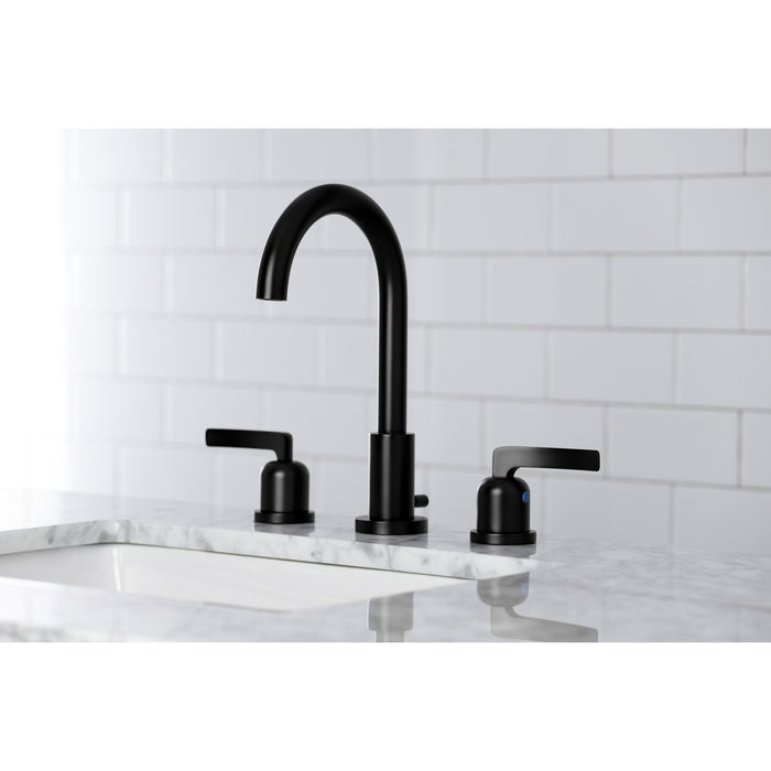 Centurion FSC8920EFL Two-Handle 3-Hole Deck Mount Widespread Bathroom Faucet with Brass Pop-Up Drain, Matte Black