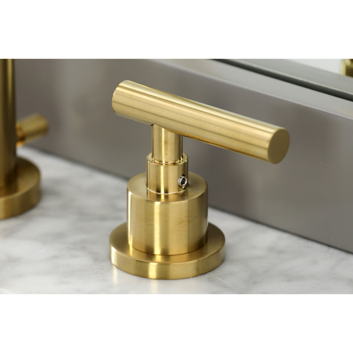 Manhattan FSC8923CML Two-Handle 3-Hole Deck Mount Widespread Bathroom Faucet with Brass Pop-Up Drain, Brushed Brass