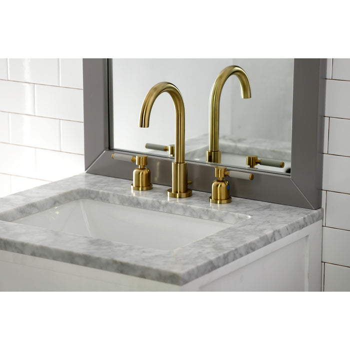 Kaiser FSC8923DKL Two-Handle 3-Hole Deck Mount Widespread Bathroom Faucet with Brass Pop-Up Drain, Brushed Brass