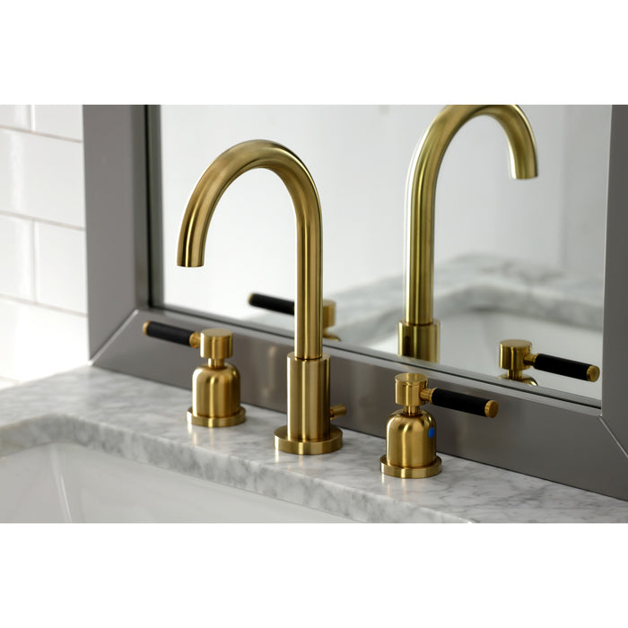 Kaiser FSC8923DKL Two-Handle 3-Hole Deck Mount Widespread Bathroom Faucet with Brass Pop-Up Drain, Brushed Brass