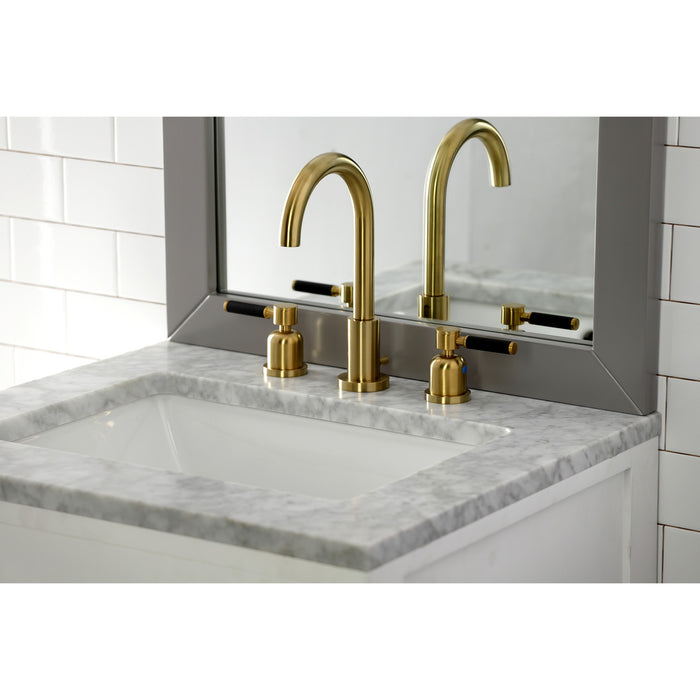 Kaiser FSC8923DKL Two-Handle 3-Hole Deck Mount Widespread Bathroom Faucet with Brass Pop-Up Drain, Brushed Brass