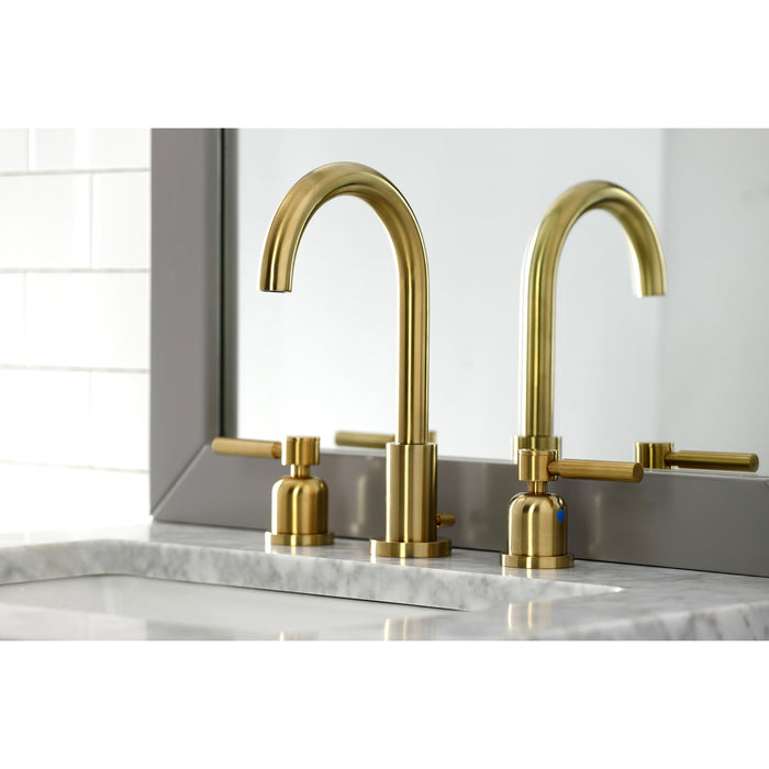 Concord FSC8923DL Two-Handle 3-Hole Deck Mount Widespread Bathroom Faucet with Brass Pop-Up Drain, Brushed Brass