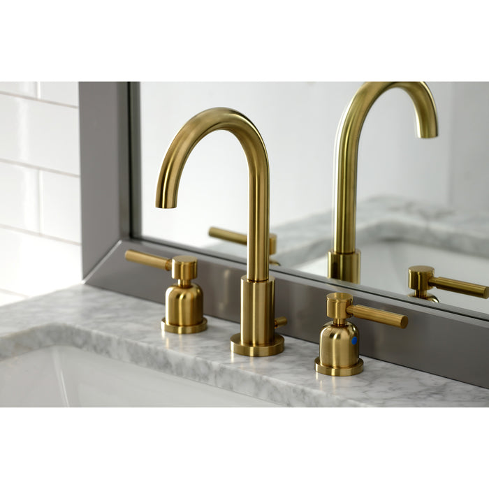 Concord FSC8923DL Two-Handle 3-Hole Deck Mount Widespread Bathroom Faucet with Brass Pop-Up Drain, Brushed Brass