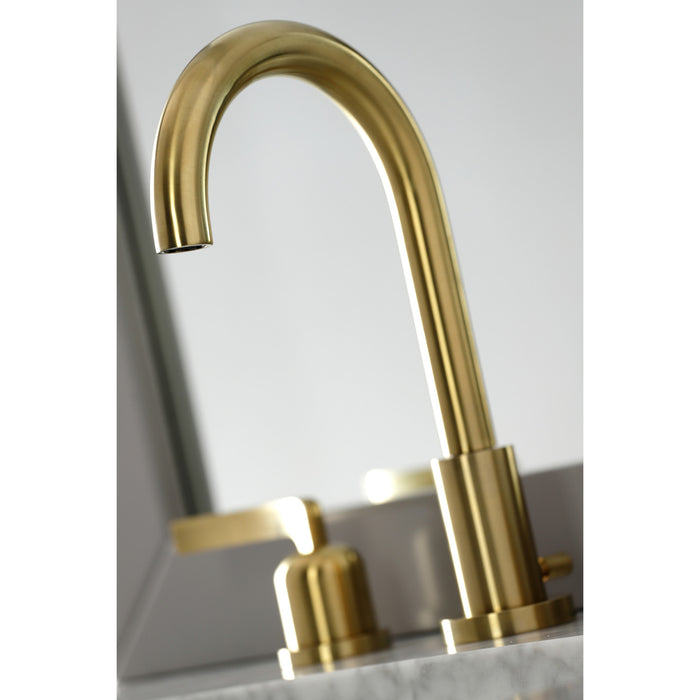 Centurion FSC8923EFL Two-Handle 3-Hole Deck Mount Widespread Bathroom Faucet with Brass Pop-Up Drain, Brushed Brass