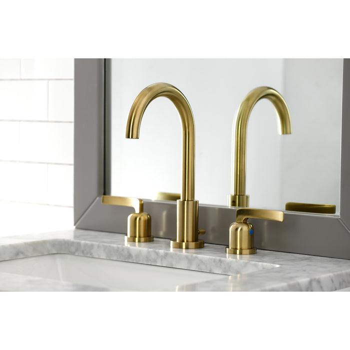 Centurion FSC8923EFL Two-Handle 3-Hole Deck Mount Widespread Bathroom Faucet with Brass Pop-Up Drain, Brushed Brass