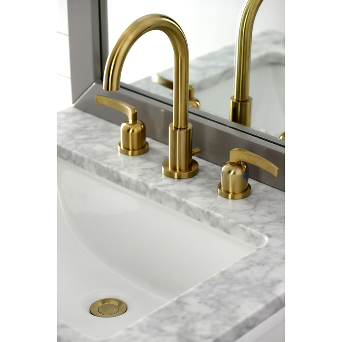 Centurion FSC8923EFL Two-Handle 3-Hole Deck Mount Widespread Bathroom Faucet with Brass Pop-Up Drain, Brushed Brass