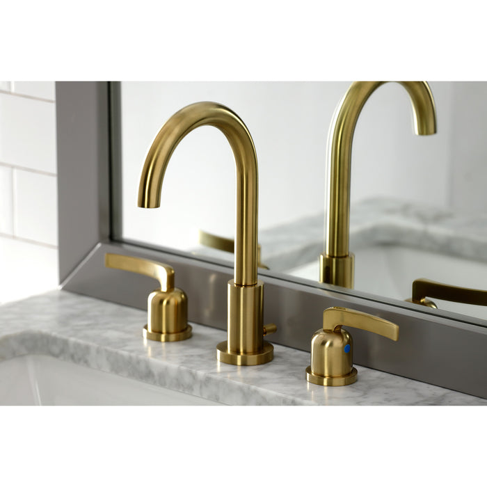 Centurion FSC8923EFL Two-Handle 3-Hole Deck Mount Widespread Bathroom Faucet with Brass Pop-Up Drain, Brushed Brass