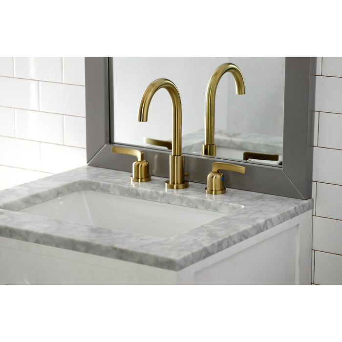 Centurion FSC8923EFL Two-Handle 3-Hole Deck Mount Widespread Bathroom Faucet with Brass Pop-Up Drain, Brushed Brass