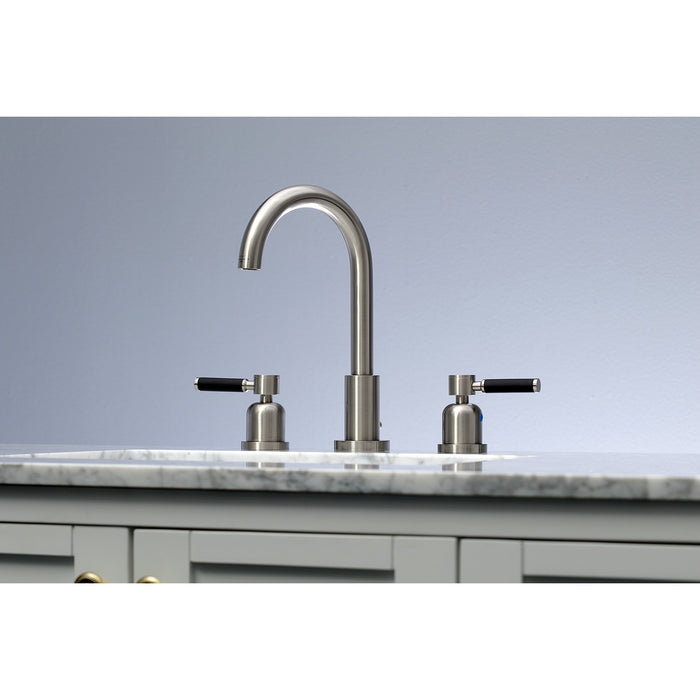 Kaiser FSC8928DKL Two-Handle 3-Hole Deck Mount Widespread Bathroom Faucet with Brass Pop-Up Drain, Brushed Nickel