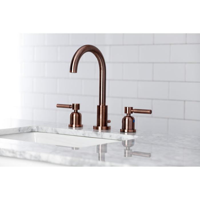 Concord FSC892DLAC Two-Handle 3-Hole Deck Mount Widespread Bathroom Faucet with Brass Pop-Up Drain, Antique Copper