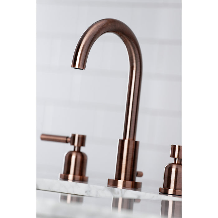 Concord FSC892DLAC Two-Handle 3-Hole Deck Mount Widespread Bathroom Faucet with Brass Pop-Up Drain, Antique Copper