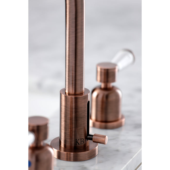 Paris FSC892DPLAC Two-Handle 3-Hole Deck Mount Widespread Bathroom Faucet with Brass Pop-Up Drain, Antique Copper